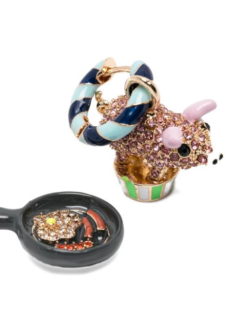 Essentiel Antwerp Jubby striped-detail charm earrings - Blue