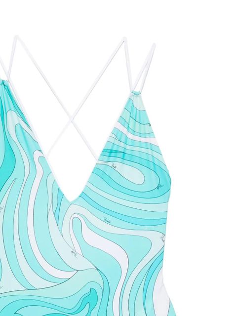 PUCCI V-neck swimsuit - Blue