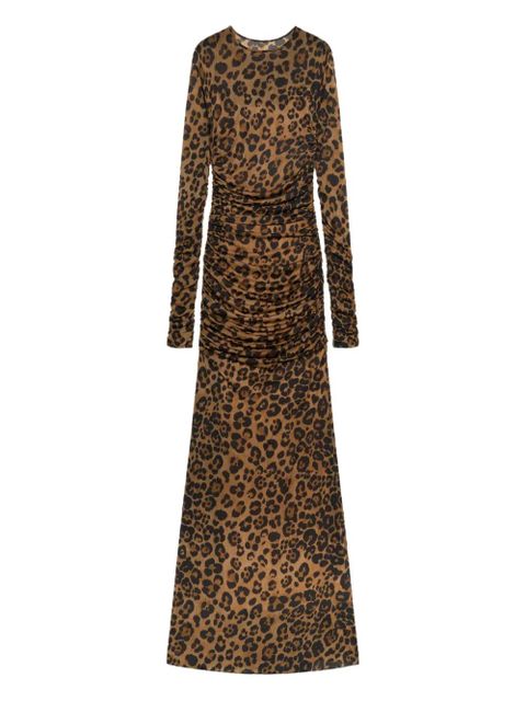 Blumarine leopard-print ruched dress - Brown - zdjęcie produktu nr 1
