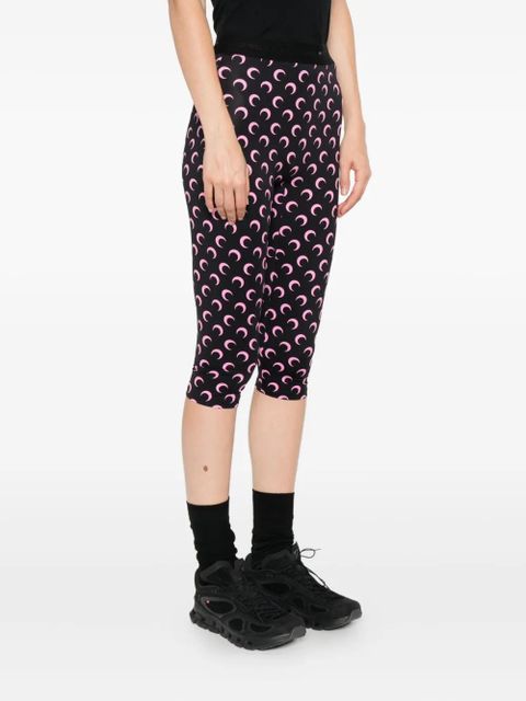 Marine Serre Capri Moon-printed shorts - Black