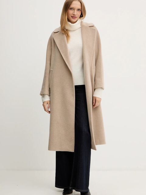 Weekend Max Mara płaszcz z dodatkiem wełny TEMPERA kolor brązowy 2525016082600 - zdjęcie produktu nr 2