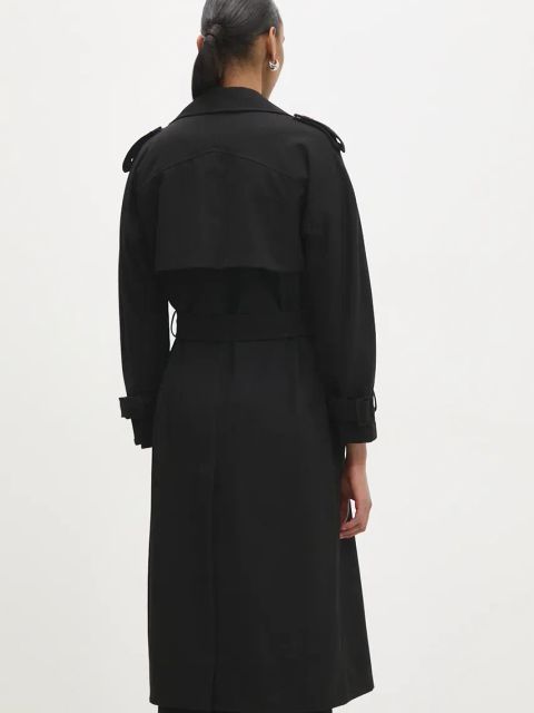 Answear Lab płaszcz damski kolor czarny przejściowy oversize