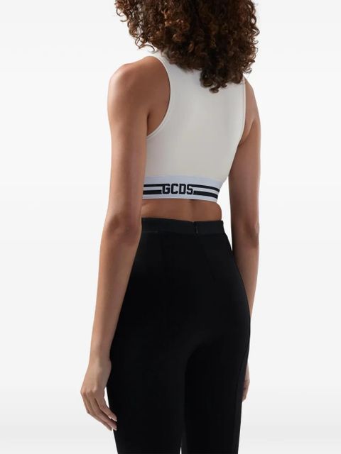 GCDS logo-detail crop top - White