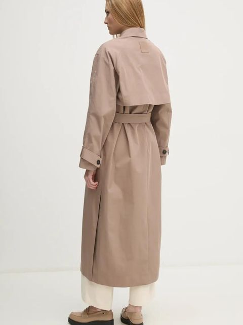 Calvin Klein Jeans trencz damski kolor beżowy przejściowy oversize J20J224713