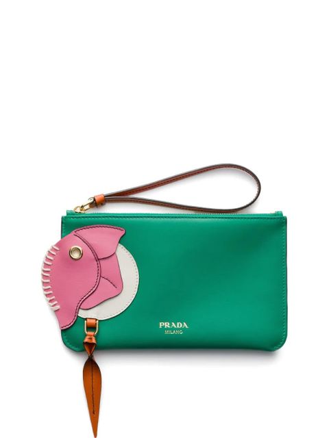 Prada leather zipper pouch - Green - zdjęcie produktu nr 1