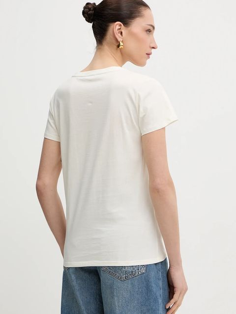 Liu Jo t-shirt bawełniany damski kolor beżowy TA6056 JS923 - zdjęcie produktu nr 2