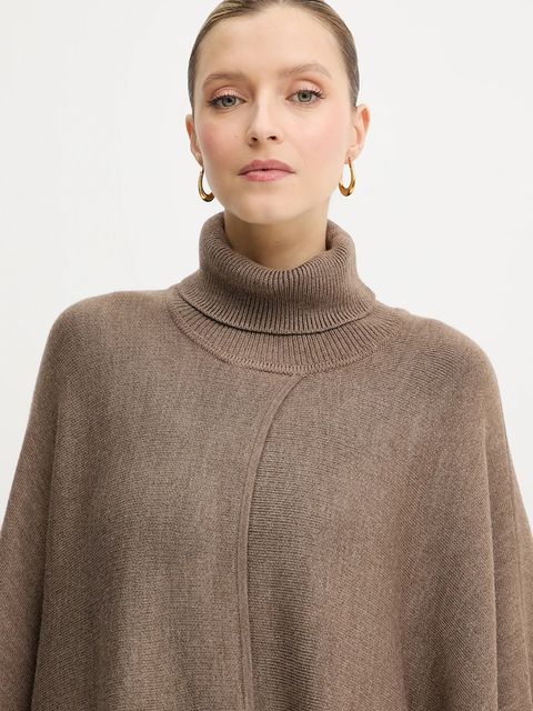 BOSS poncho z dodatkiem wełny kolor brązowy lekkie 50551146