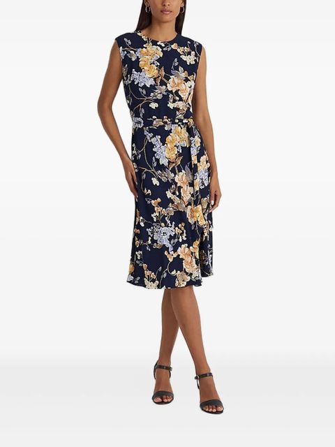 Lauren Ralph Lauren floral-print fitted midi dress - Blue - zdjęcie produktu nr 1