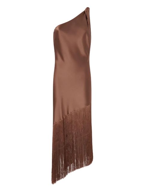 PINKO one-shoulder fringed dress - Brown - zdjęcie produktu nr 1