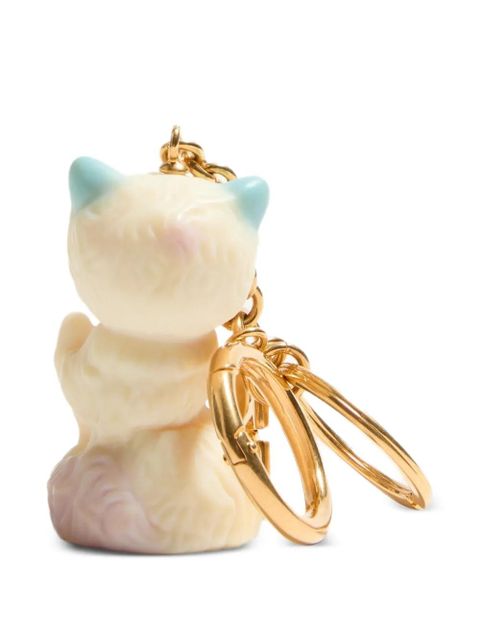 Valentino Garavani Le Chat De La Maison nylon bag charm with key ring - White