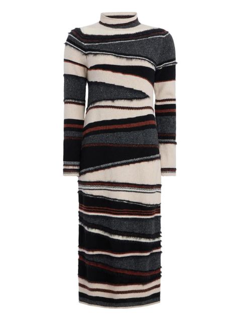 Marie Oliver Hesta striped high-neck midi dress - Neutrals - zdjęcie produktu nr 1