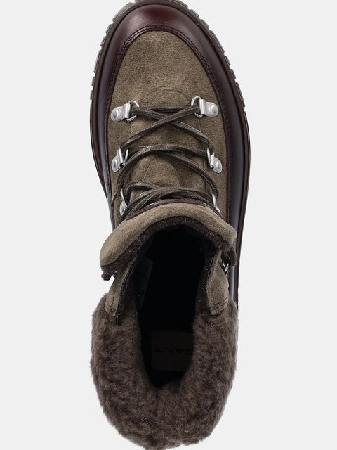 Gant śniegowce skórzane Snowmont kolor zielony 31543099