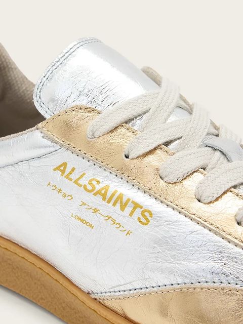 AllSaints sneakersy skórzane Thelma Metallic Sneaker damskie kolor srebrny W072FB