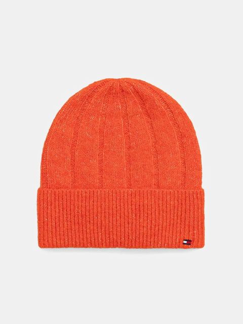 Tommy Hilfiger czapka z dodatkiem wełny kolor pomarańczowy AW0AW17779 - zdjęcie produktu nr 1