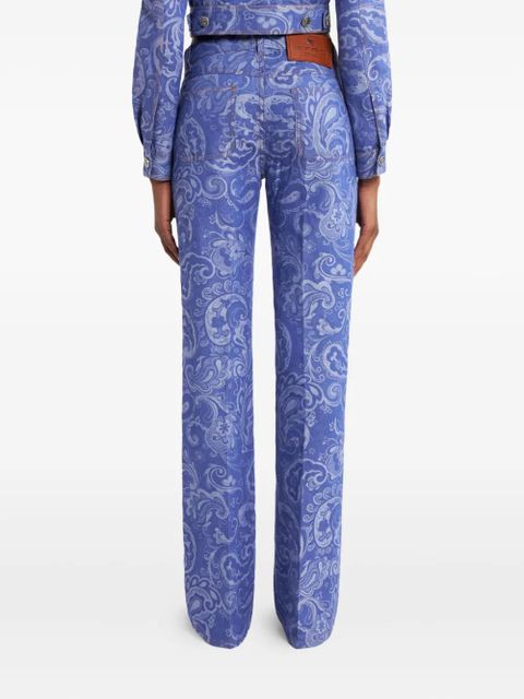 ETRO paisley-jacquard flared jeans - Blue