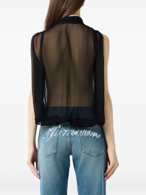 Blumarine georgette sash top - Black