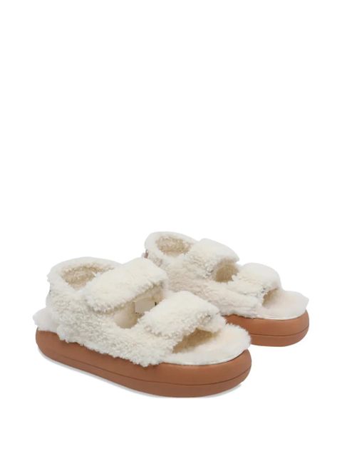 Moon Boot shearling platform sandals - White