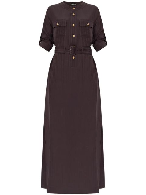 TOM FORD striped belted dress - Brown - zdjęcie produktu nr 1