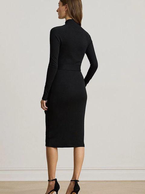 Lauren Ralph Lauren sukienka kolor czarny midi dopasowana 200980036