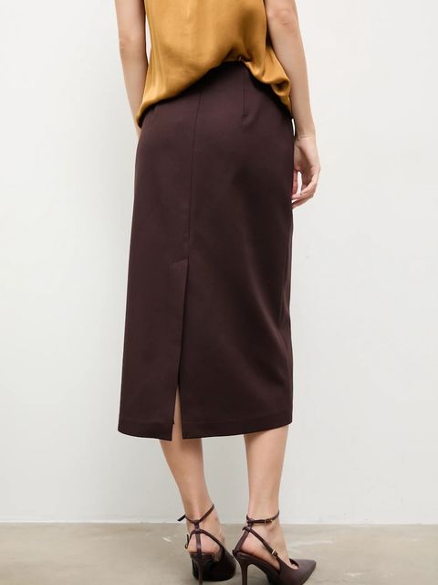 Answear.LAB spódnica kolor bordowy midi ołówkowa