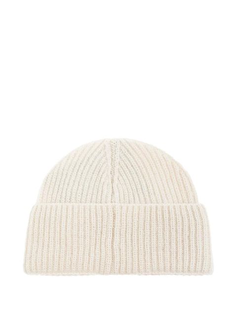 Moncler ribbed logo-patch beanie - White - zdjęcie produktu nr 1