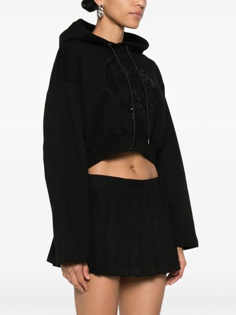 Versace Medusa Head-embellished cropped hoodie - Black