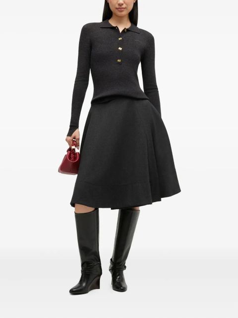 GANNI buttoned collar polo shirt - Grey