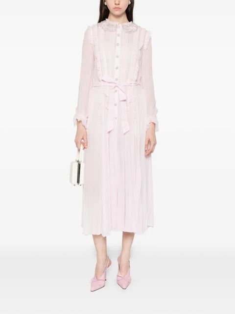 Self-Portrait embellished pleated midi dress - Pink - zdjęcie produktu nr 2