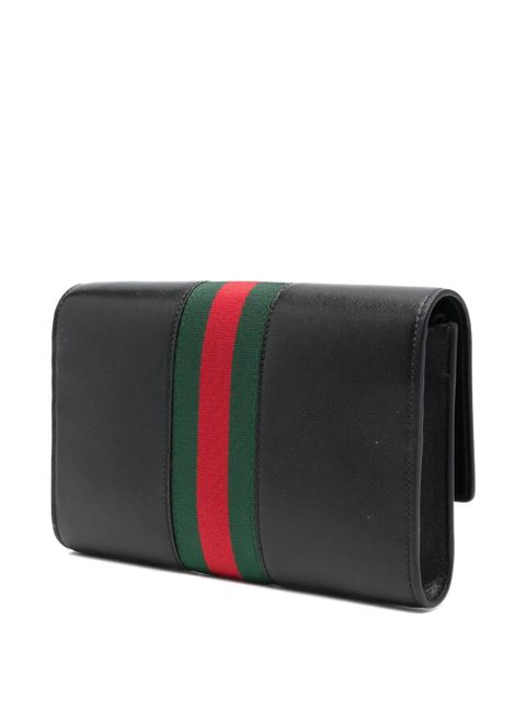 Gucci horsebit striped clutch bag - Black