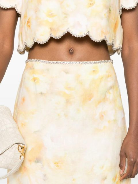 ZIMMERMANN Crush scalloped midi skirt - Yellow