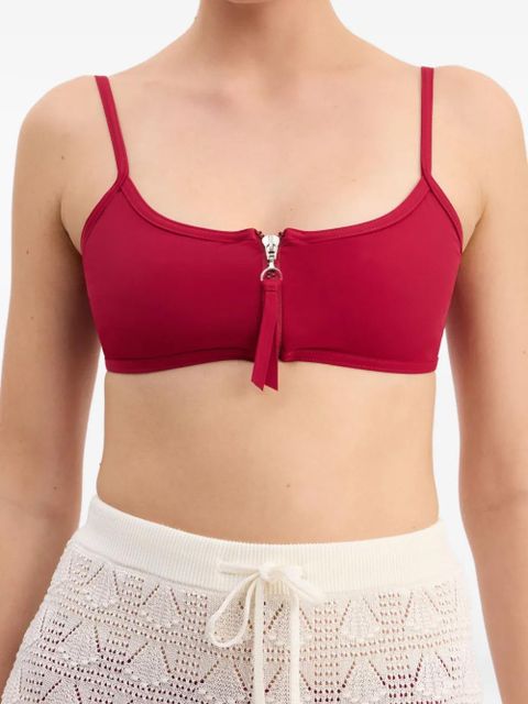 LouLou de Saison Olga zipped square-neck bikini top - Red - zdjęcie produktu nr 2