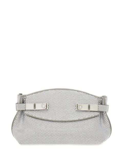 Ferragamo Hug crystal-embellished clutch bag - Grey - zdjęcie produktu nr 1