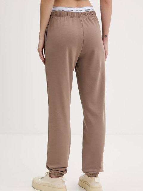 Guess spodnie dresowe SOFIA kolor brązowy gładkie O5RB01 KCO31