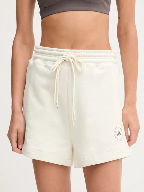 adidas by Stella McCartney szorty treningowe damskie kolor beżowy gładkie high waist JX6786 - zdjęcie produktu nr 1