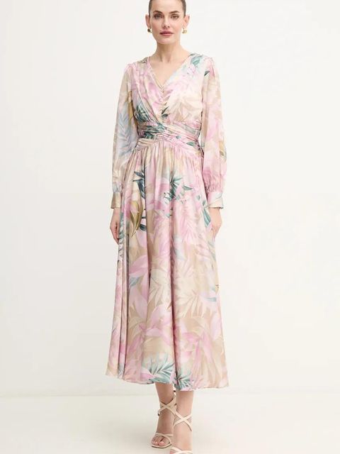 Guess sukienka HELENE kolor różowy maxi rozkloszowana W5PK1U WD8G2 - zdjęcie produktu nr 1