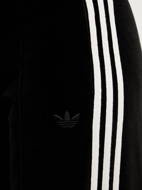 adidas Originals spodnie dresowe welurowe Velvet damskie kolor czarny szerokie high waist KF2304