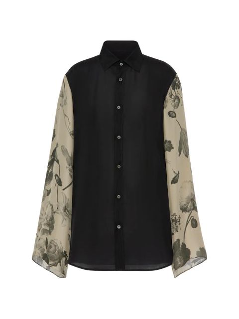 Maison Margiela floral-sleeves shirt - Black - zdjęcie produktu nr 1