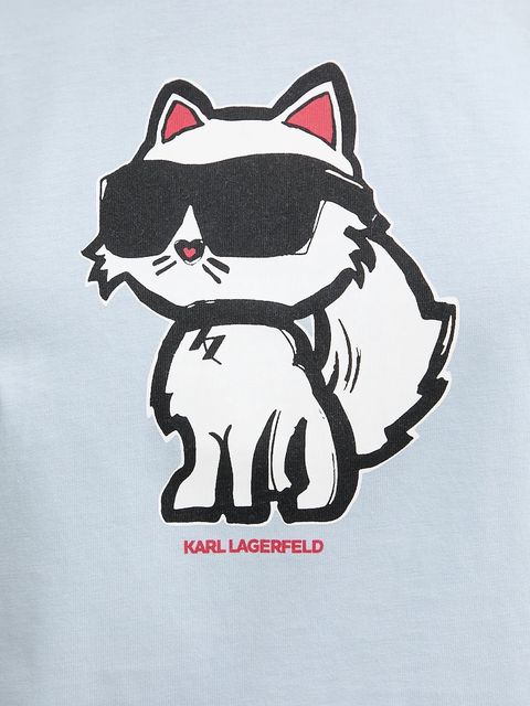 Karl Lagerfeld t-shirt bawełniany damski kolor niebieski A1W17128