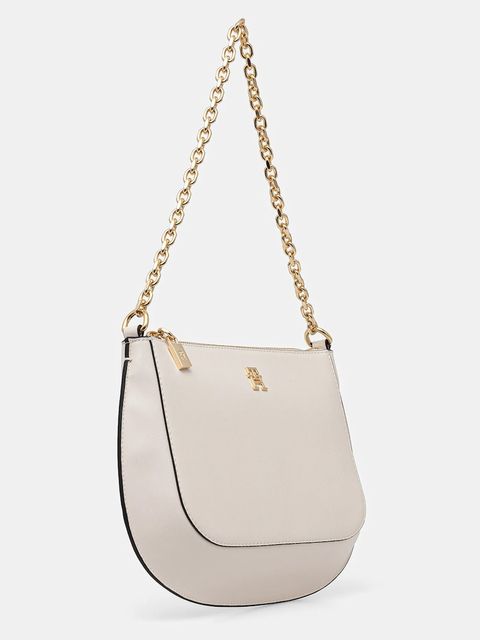 Tommy Hilfiger torebka skórzana kolor beżowy AW0AW18143