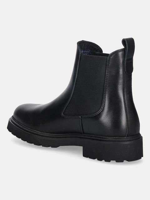 Tommy Hilfiger sztyblety skórzane LEATHER CLEATED CHELSEA damskie kolor czarny na płaskim obcasie FW0FW08766