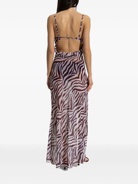 Bond-eye zebra-print mesh maxi beach dress - White