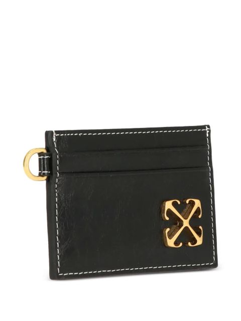 Off-White Arrows-plaque topstitched card holder - Black