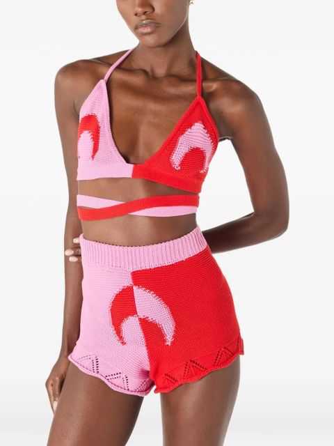 Marine Serre crochet moon bra - Red