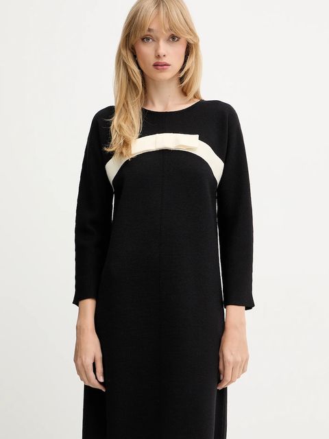 Luisa Spagnoli sukienka wełniana kolor czarny mini prosta 100057 - zdjęcie produktu nr 1