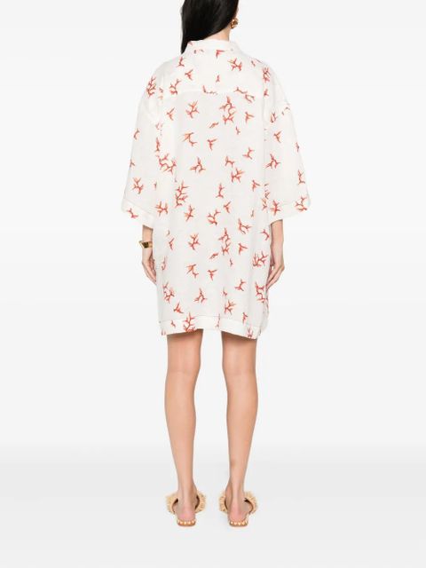 FENDI coral-print tie-neck mini dress - White - zdjęcie produktu nr 2