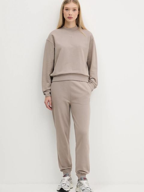 HUGO bluza bawełniana damska kolor beżowy gładka 50527463