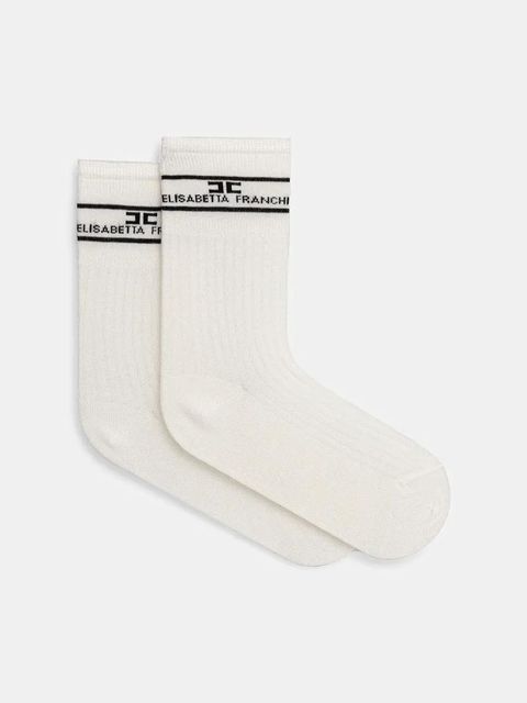 Elisabetta Franchi skarpetki damskie kolor beżowy CZ10L52E2 - zdjęcie produktu nr 1