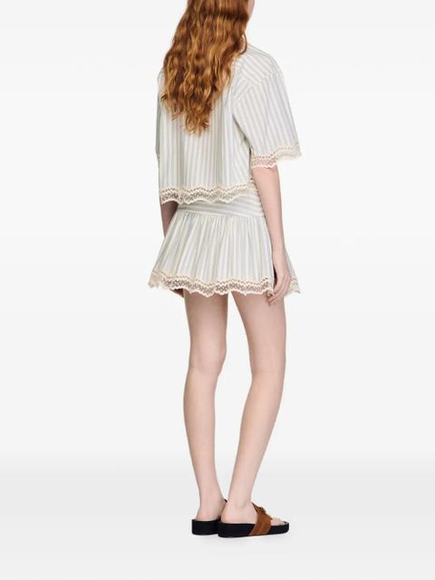 SANDRO striped lace-trim skorts - Neutrals