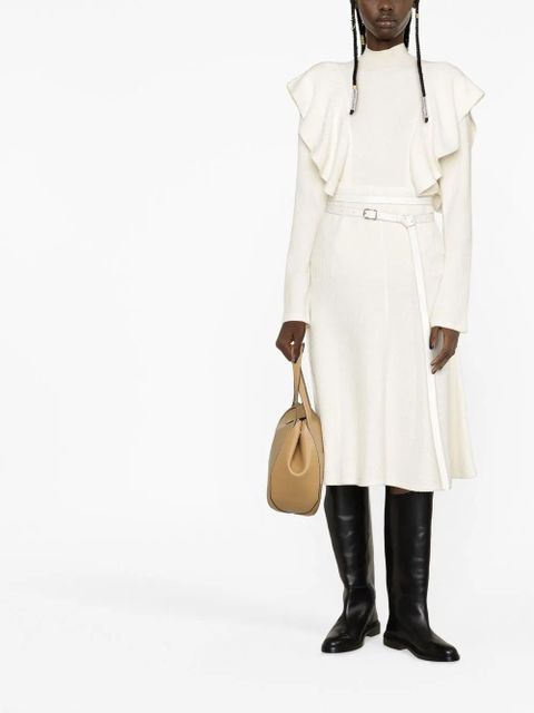 Chloé ruffled belted midi dress - Neutrals - zdjęcie produktu nr 2