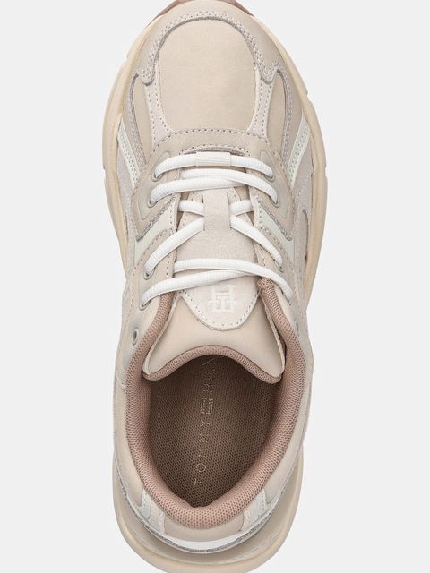 Tommy Hilfiger sneakersy skórzane SPORTY PREMIUM RUNNER damskie kolor beżowy FW0FW08841